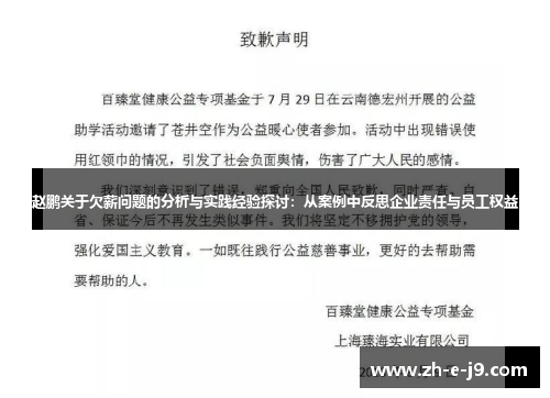 赵鹏关于欠薪问题的分析与实践经验探讨：从案例中反思企业责任与员工权益
